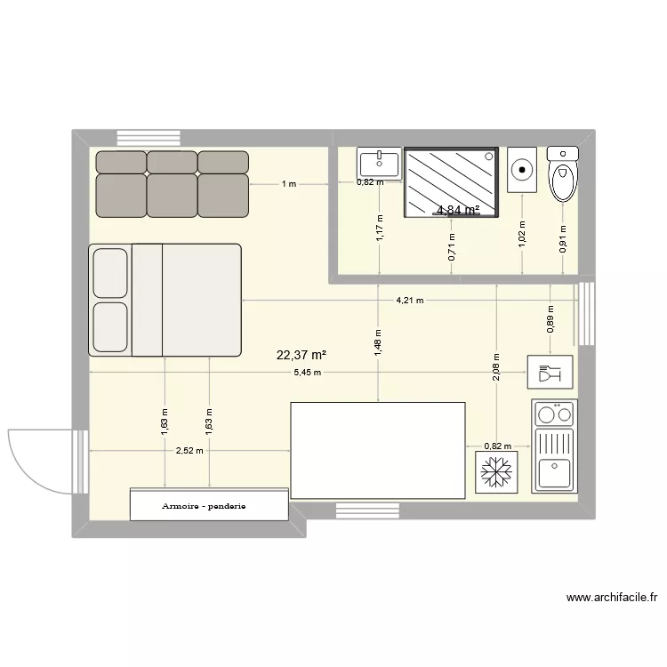 olivier. Plan de 2 Pièces et 27 m² olivier. Plan de 2 Pièces et 27 m²