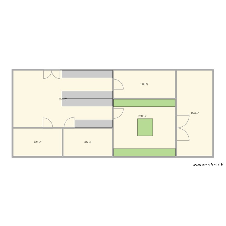 magasin2. Plan de 6 pièces et 105 m2