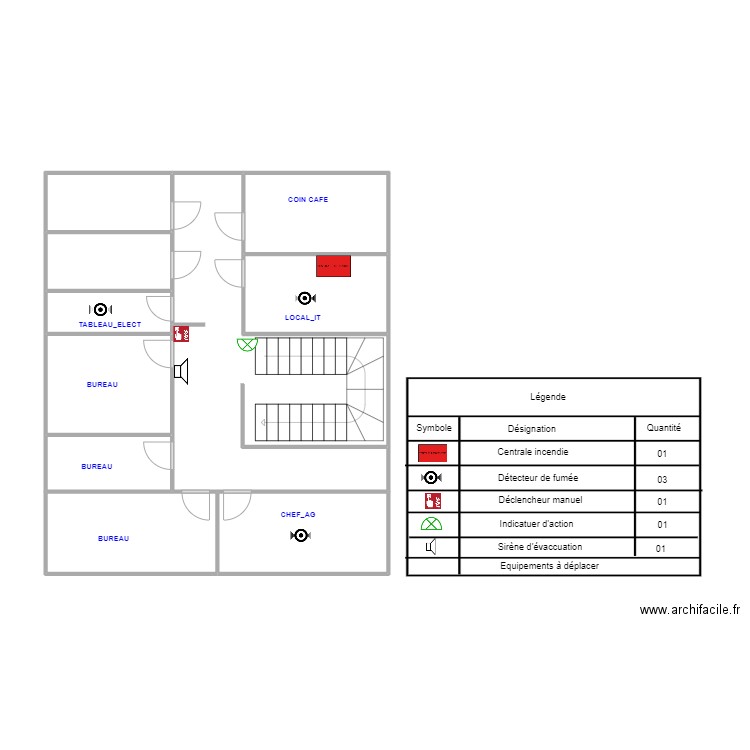 Plan mboppi ince etage ex. Plan de 10 pièces et 63 m2