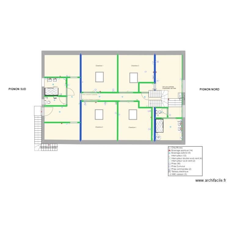 Plan implantation R+1 sans cote. Plan de 0 pièce et 0 m2