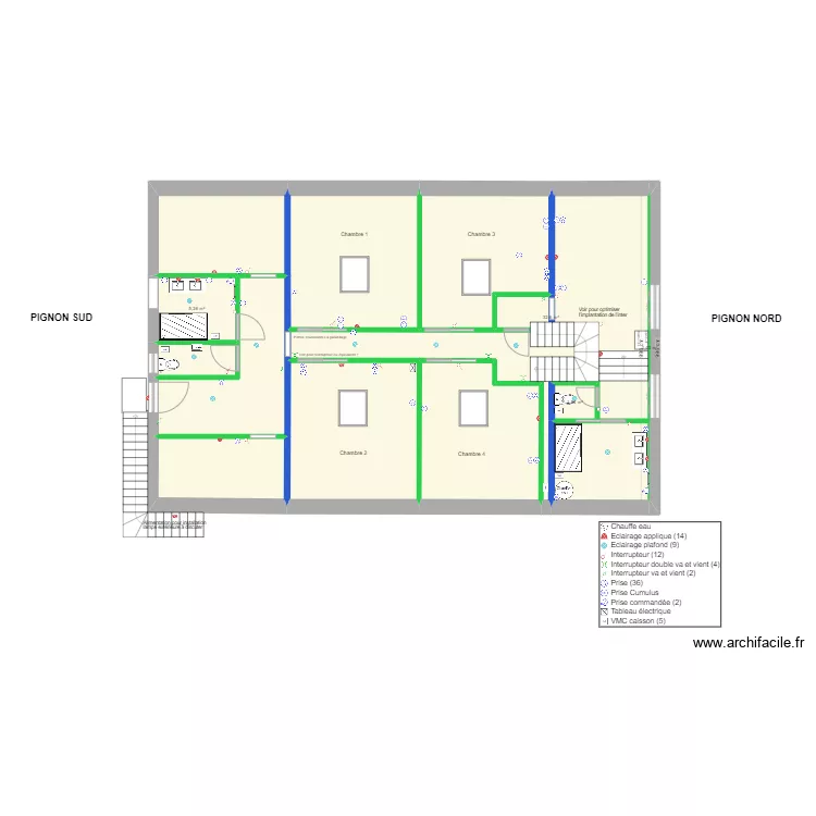 Plan implantation R+1 sans cote. Plan de 