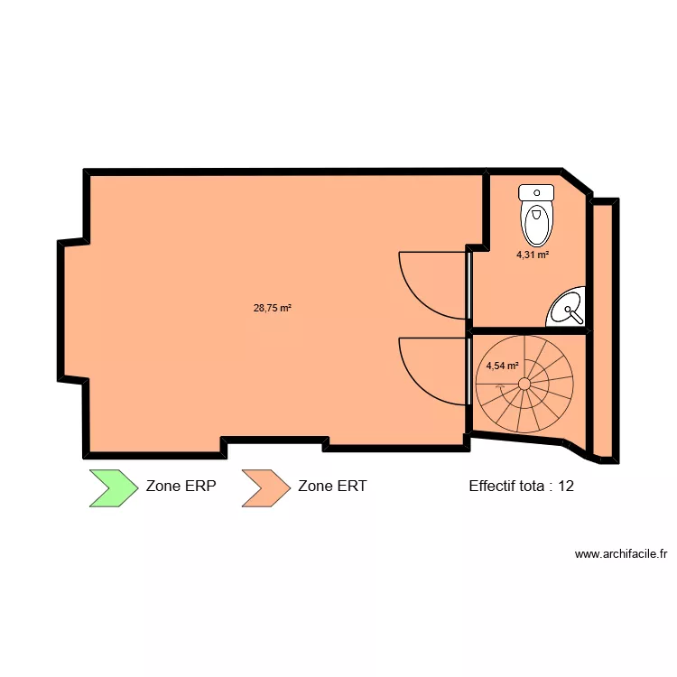 Riom R-1 - ERP. Plan de 3  et 38 m²