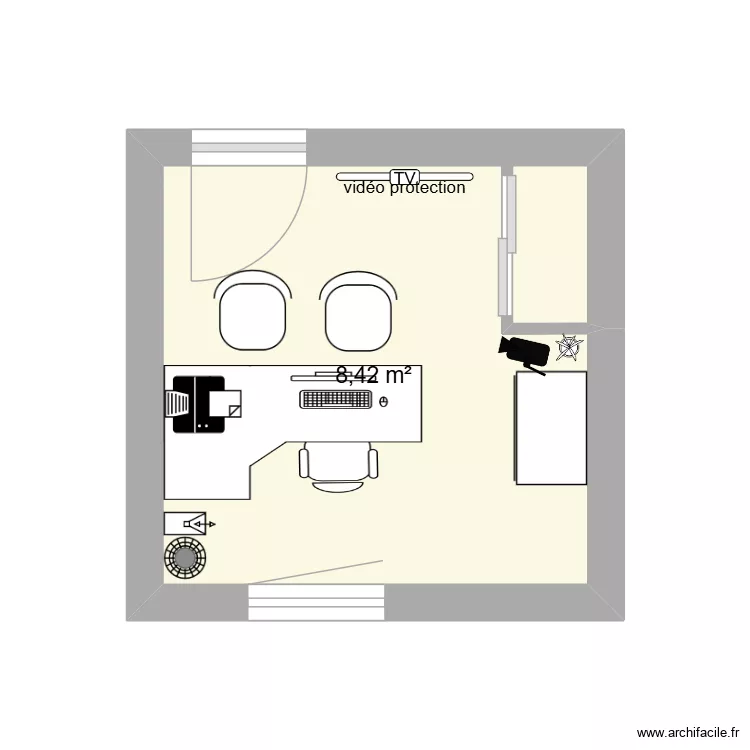 bureau IS. Plan de 1  et 8 m²