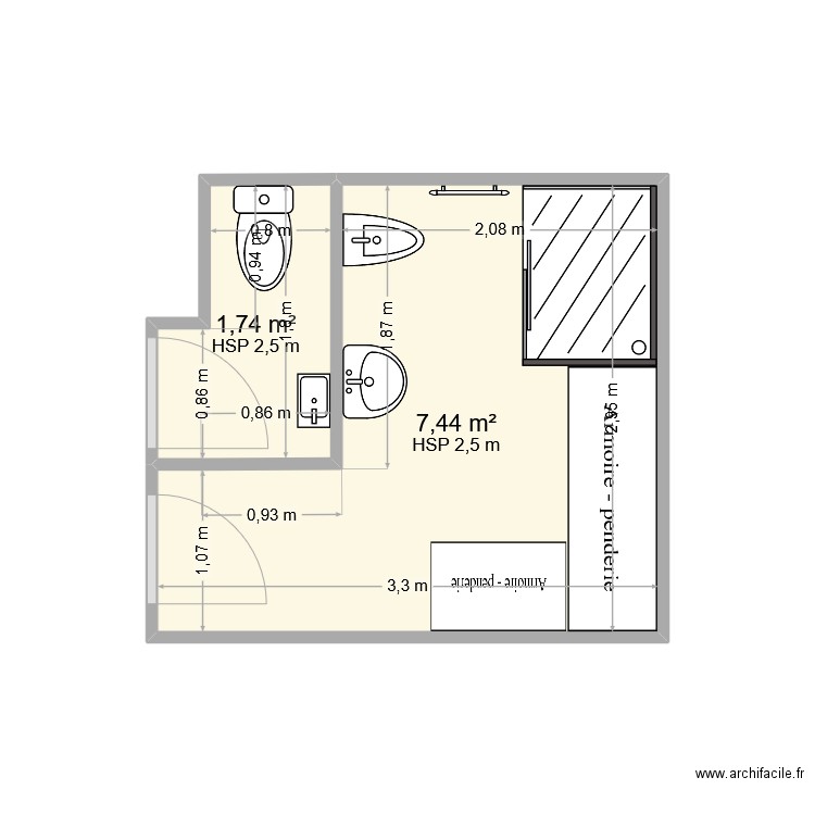 Plan SDB Raymond. Plan de 0 pièce et 0 m2