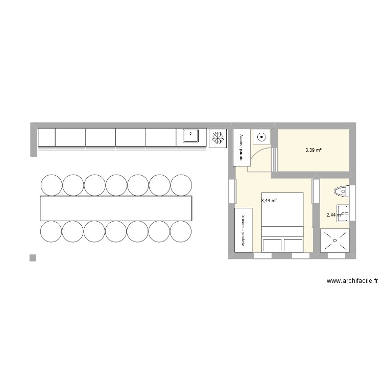 EX POOL HOUSE. Plan de 3 pièces et 14 m2