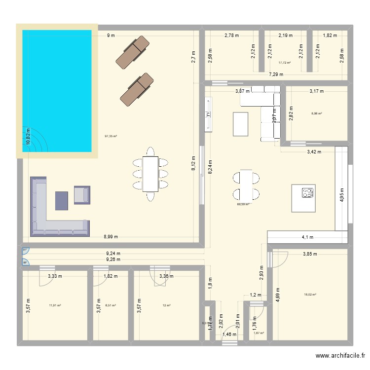 maison julax. Plan de 10 pièces et 243 m2