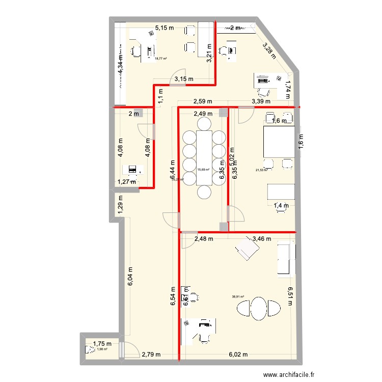 Marguette. Plan de 6 pièces et 153 m2