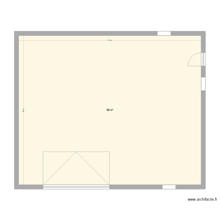 garage. Plan de 1 pièce et 99 m2