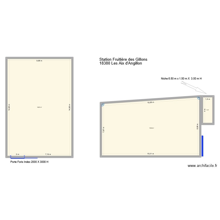 station fruitière des Gillons. Plan de 3 pièces et 281 m2