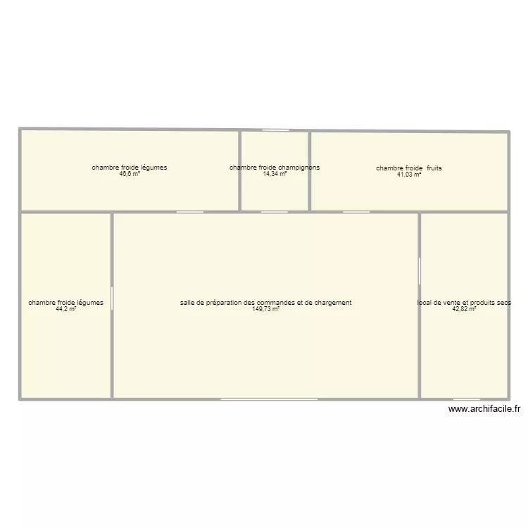 chambres froides et local de vente. Plan de 