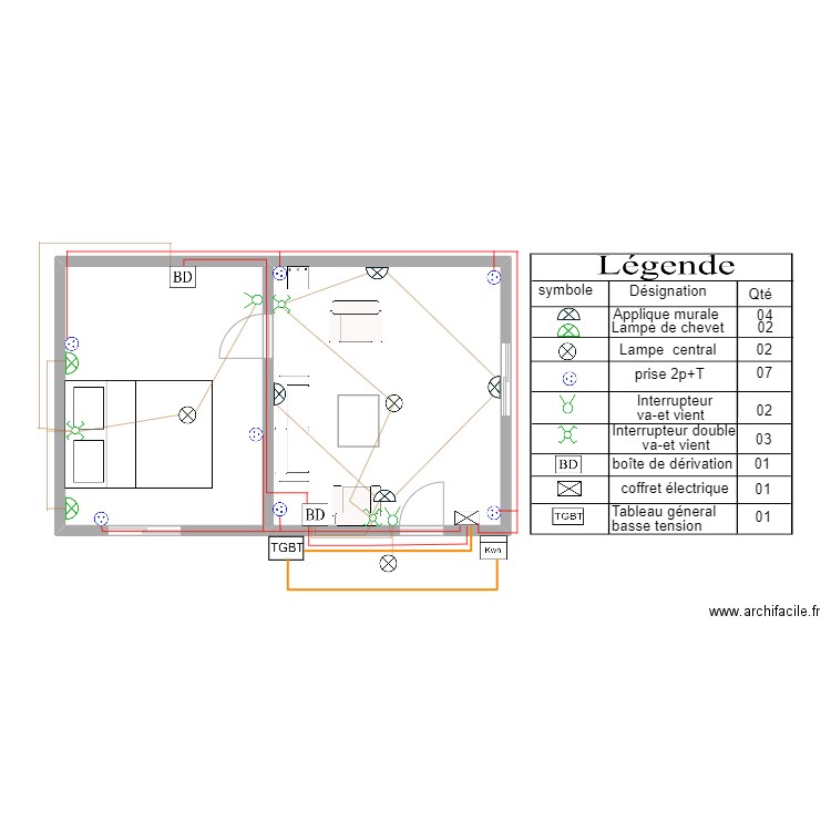 PROJET 1. Plan de 2 pièces et 83 m2