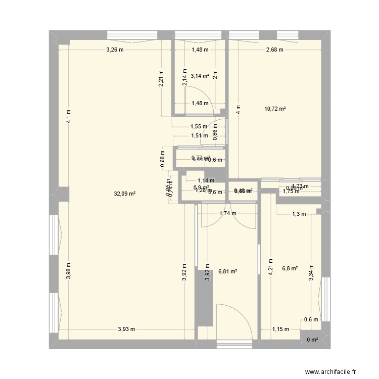Original. Plan de 10 pièces et 62 m2