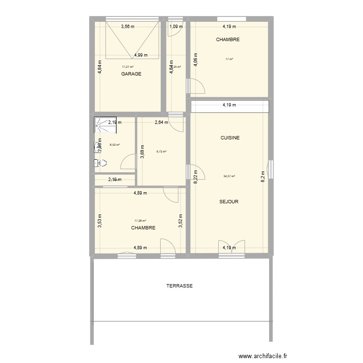 EXUPERY   RDC  projet. Plan de 8 pièces et 109 m2