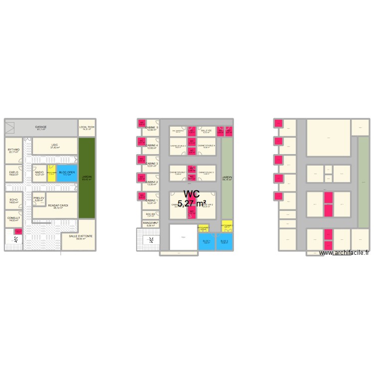 CLINIQUE CARDIOLAB. Plan de 86 pièces et 1850 m2