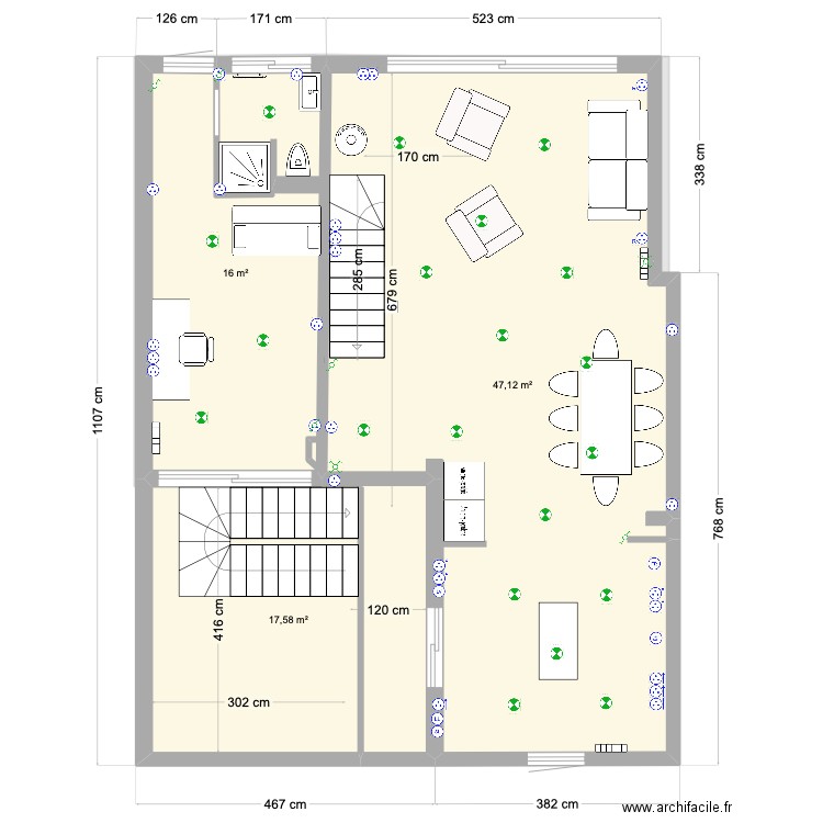 dalidet extension. Plan de 10 pièces et 142 m2