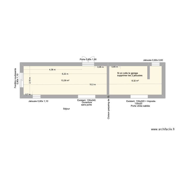 Diégo Extention Cuisine &SdB. Plan de 2 pièces et 22 m2