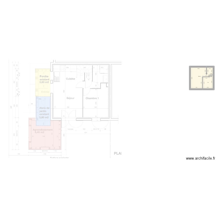 Jardin de la pinède. Plan de 2 pièces et 26 m2