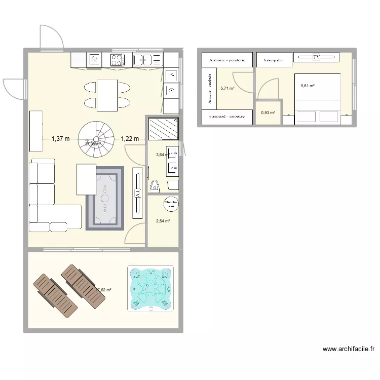 Appartement. Plan de 7  et 78 m²