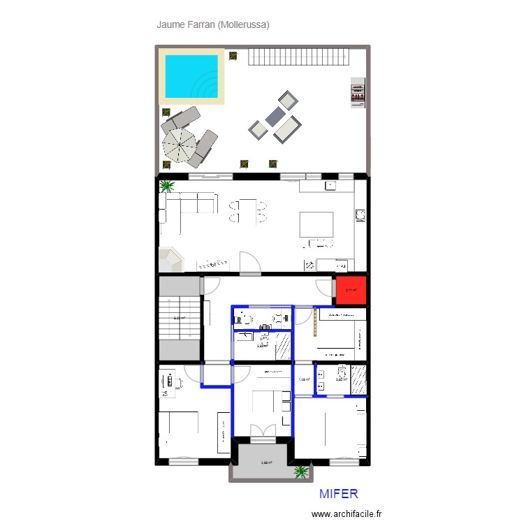 Jaume Farran  (Mollerussa) Mobiliario. Plan de 6 pièces et 24 m2