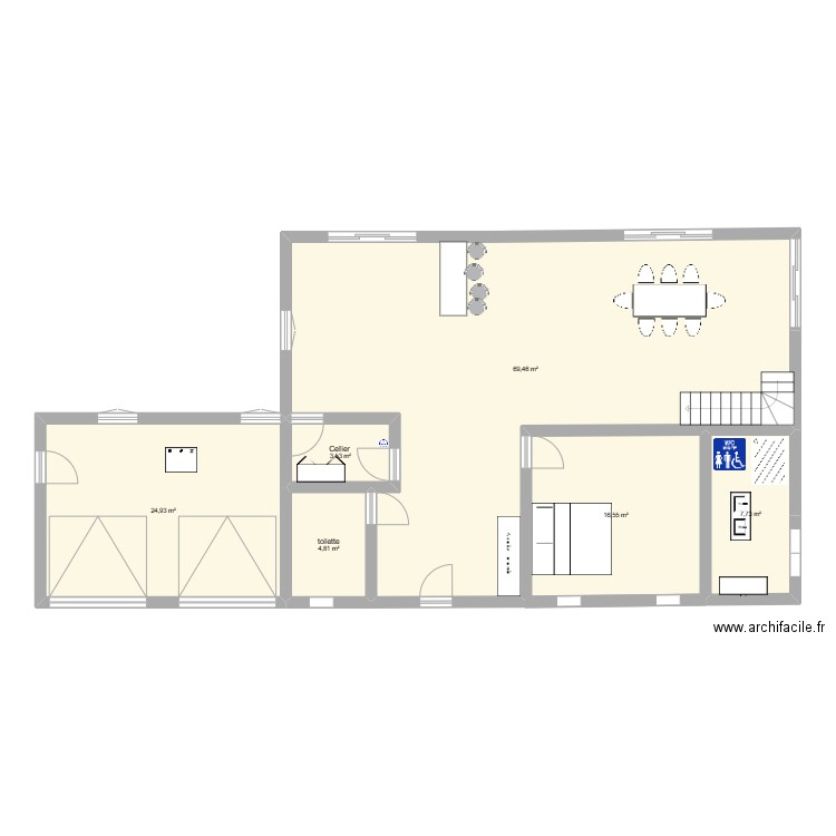 PLAN 1 BAS. Plan de 6 pièces et 127 m2