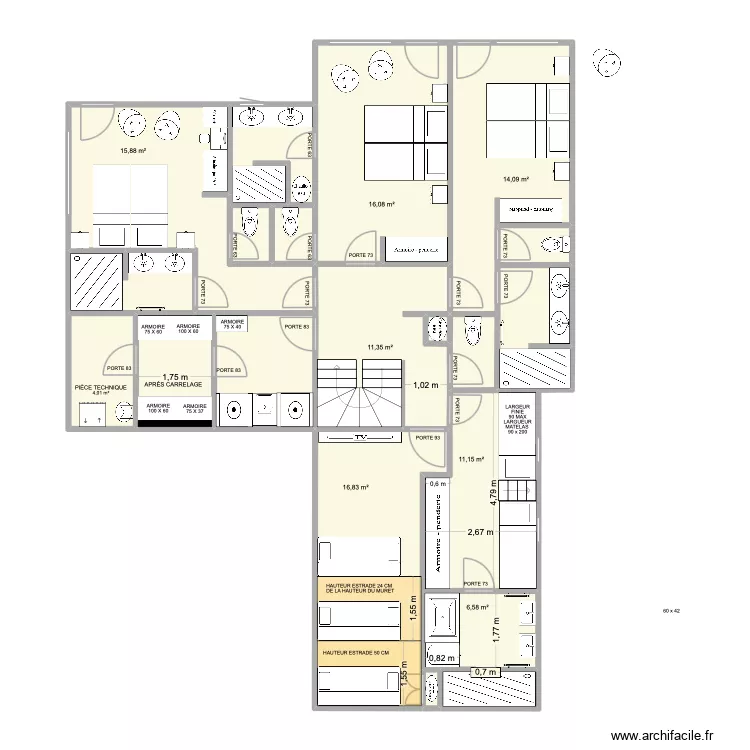 PLAN REZ-DE-JARDIN DU 16 JUILLET. Plan de 19 et 126 m² PLAN REZ-DE-JARDIN DU 16 JUILLET. Plan de 19 et 126 m²