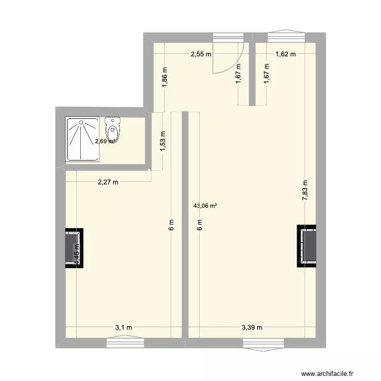Ladoix. Plan de 2  et 46 m²