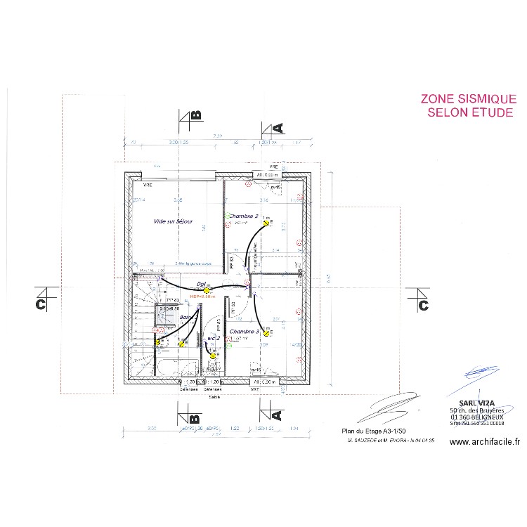 Plan Elec R+1 EVORA - SAUZEDE. Plan de 0 pièce et 0 m2