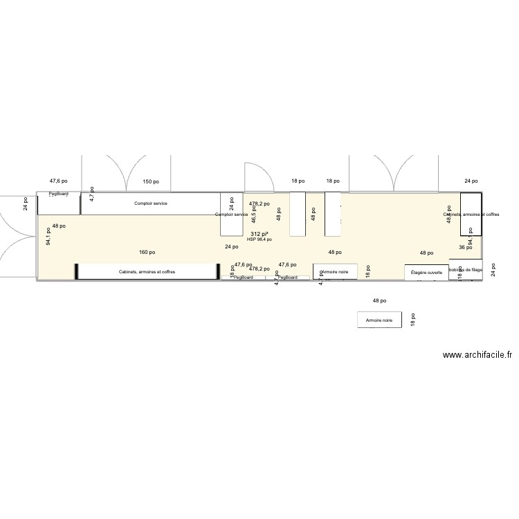 Conteneur logistique. Plan de 1 pièce et 29 m2