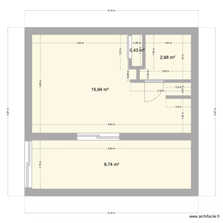Studio 4. Plan de 4  et 29 m²