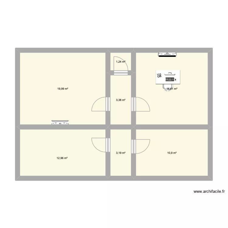 climatisation. Plan de 7  et 68 m²
