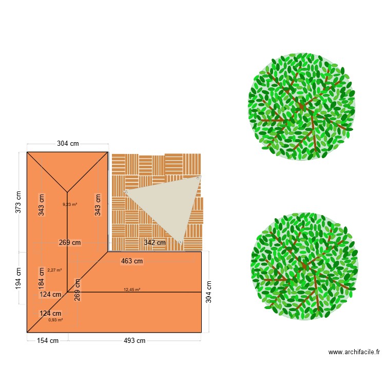 DEPENDANCE 2. Plan de 4 pièces et 25 m2