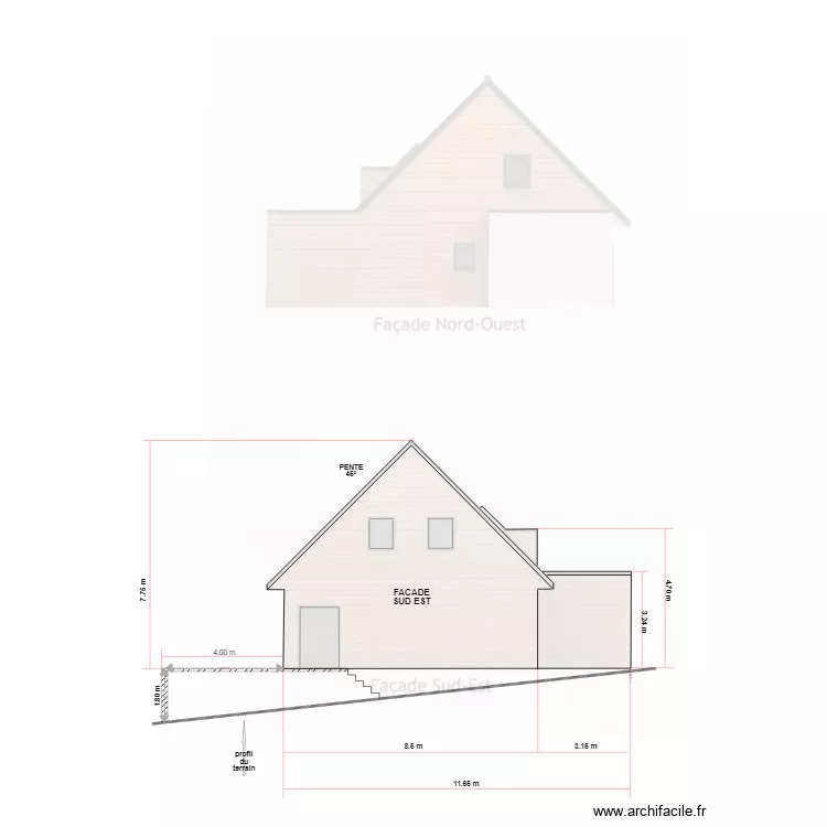 PLAN COUPE PIHEN LES GUINES. Plan de 