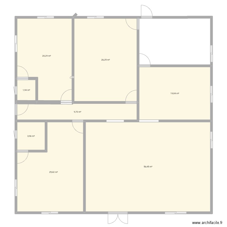 plan de 3 chambrvec salle à manger et cuisine. Plan de 8 pièces et 163 m2