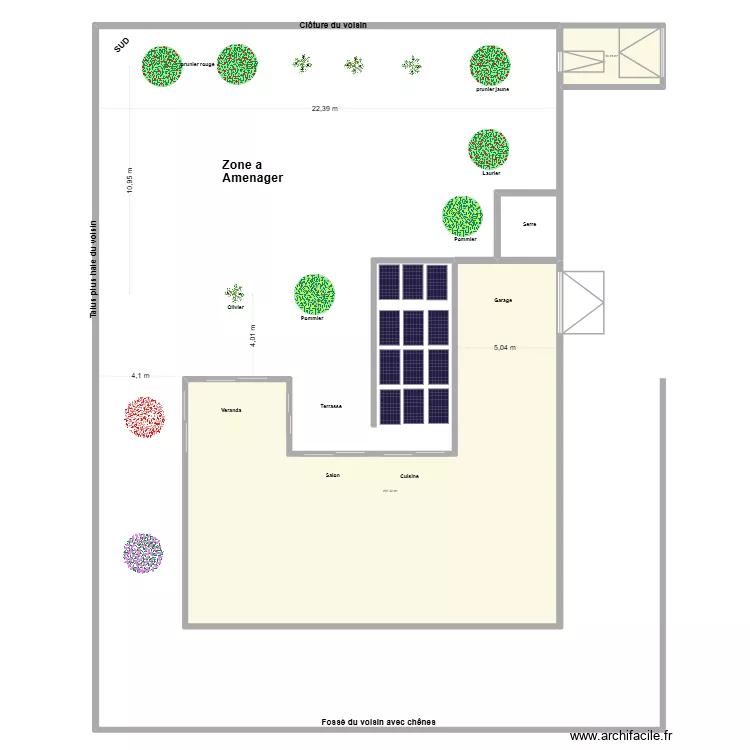 jardin4. Plan de 2 Pièces et 220 m²
