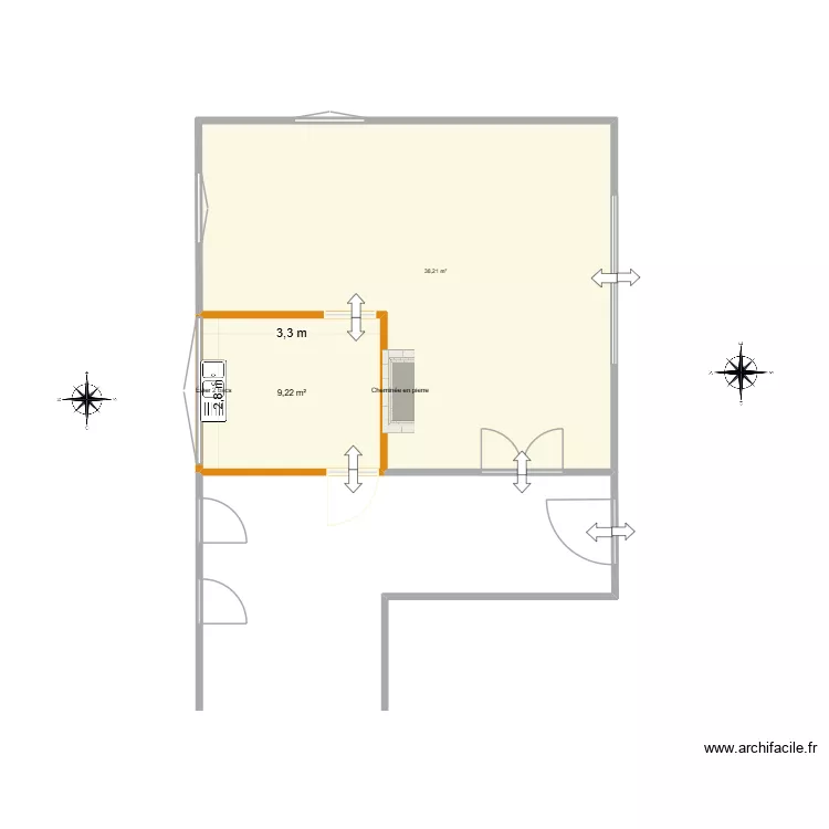 herminis plan. Plan de 2  et 47 m²