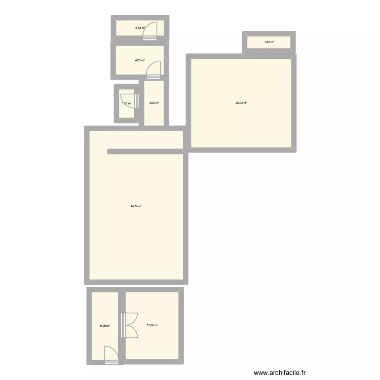 plan 2 a reprendre. Plan de 9  et 104 m²