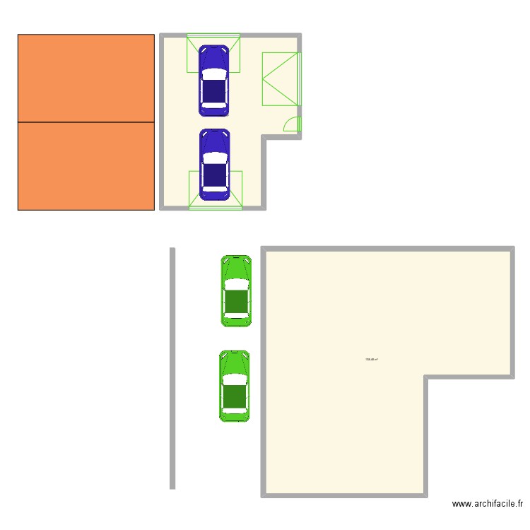 Garage. Plan de 2 pièces et 223 m2