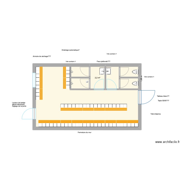 Local gaz. Plan de 5 pièces et 41 m2
