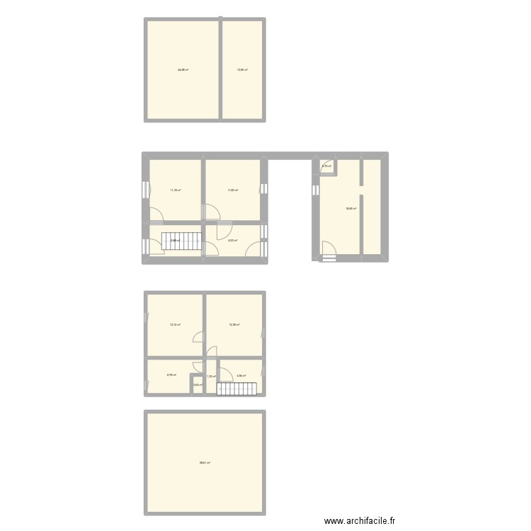 pa01. Plan de 15 pièces et 170 m2