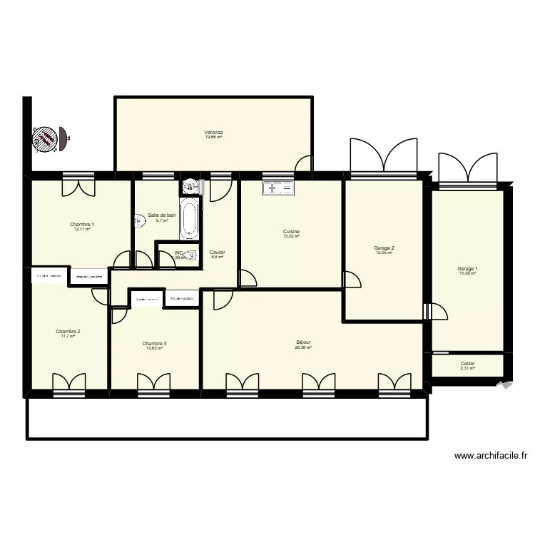 Maison de Bernard. Plan de 13  et 146 m²