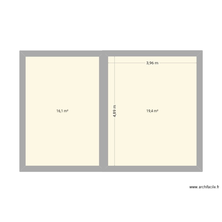 Maison. Plan de 2 pièces et 36 m2