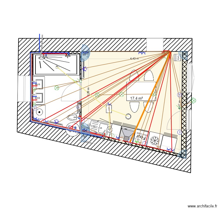 Cuisine_Murs_Iso_SdB_Cuis-Gch_Elec_Plomb_VMC. Plan de 1 pièce et 17 m2