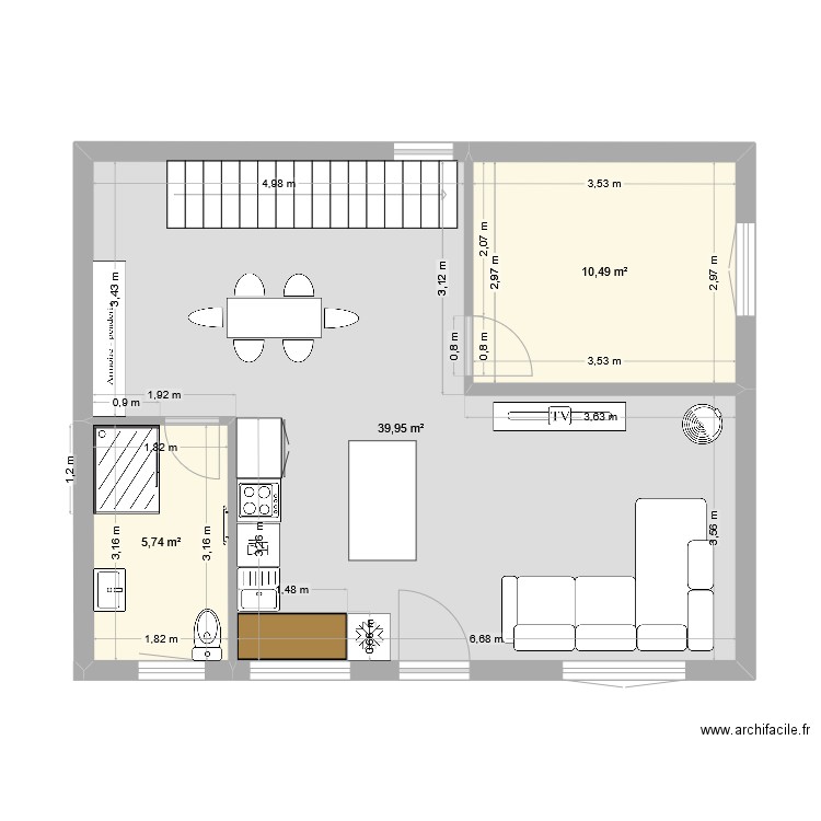 BERNARD 2. Plan de 3 pièces et 56 m2