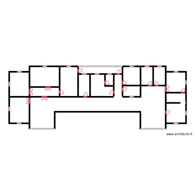 Vue en plan Dispensaire / Maternité AGBODJI. Plan de 18 pièces et 100 m2