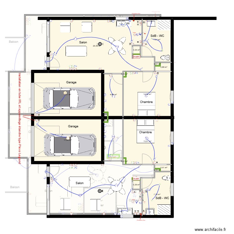 Plan Exe Peri Hab Sanilhac. Plan de 36 pièces et 312 m2