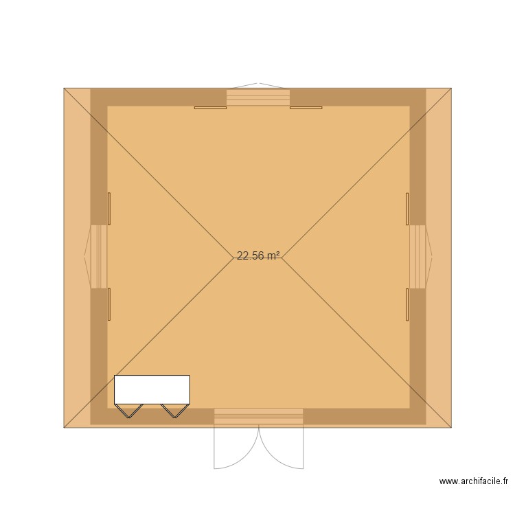 Chalet. Plan de 1 pièce et 23 m2