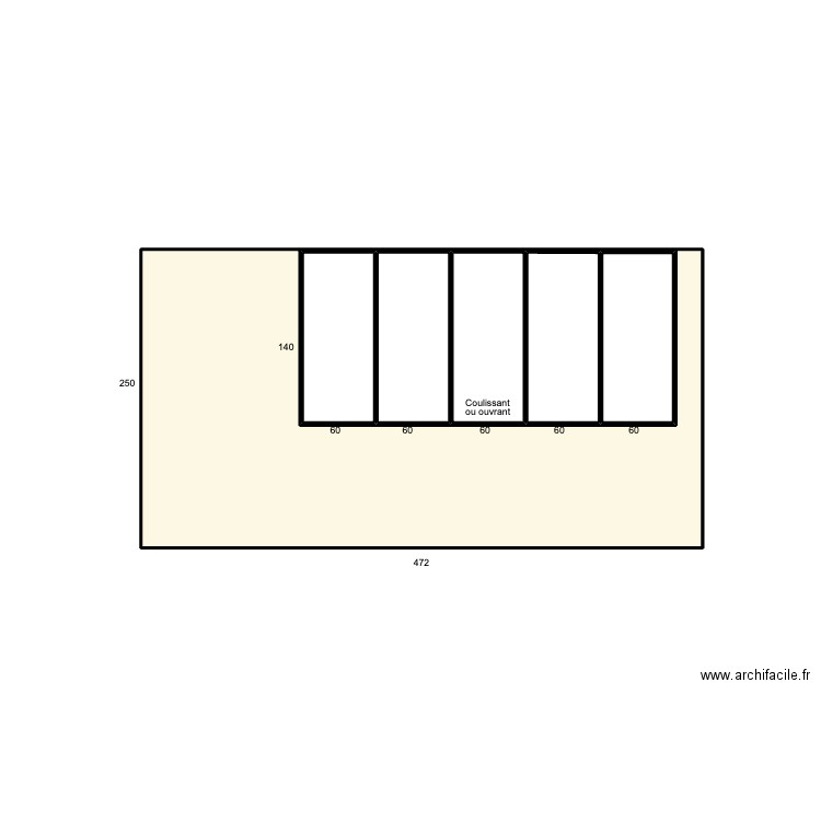 Elévation mur Verrière 4. Plan de 6 pièces et 16 m2
