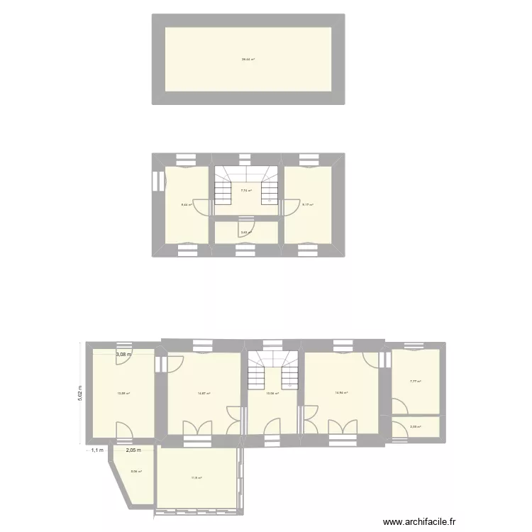 Plan maison v0.1. Plan de 13  et 136 m²