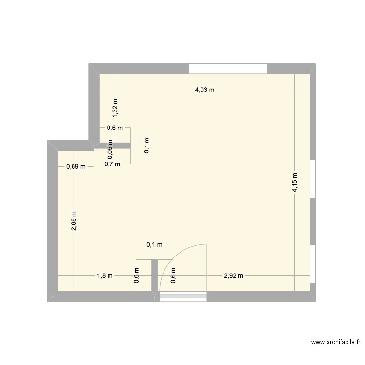 LOT 2A (cuisine seule avec meubles). Plan de 1 pièce et 19 m2