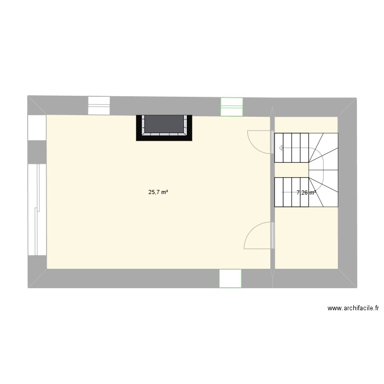 Bray et Lu. Plan de 2 pièces et 33 m2